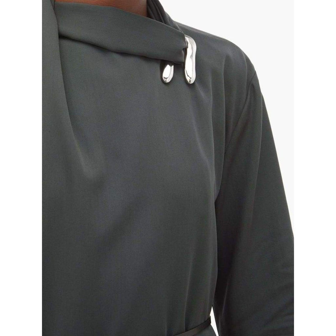 Draped Wool-Gabardine Liquid Midi Dress
