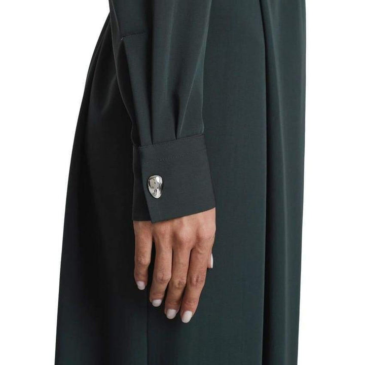 Draped Wool-Gabardine Liquid Midi Dress