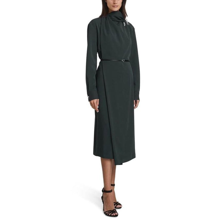 Draped Wool-Gabardine Liquid Midi Dress