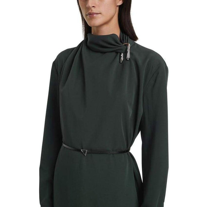 Draped Wool-Gabardine Liquid Midi Dress