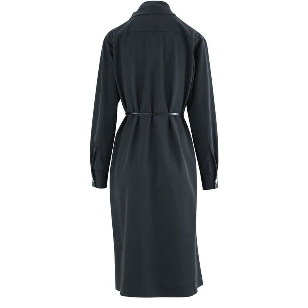 Draped Wool-Gabardine Liquid Midi Dress