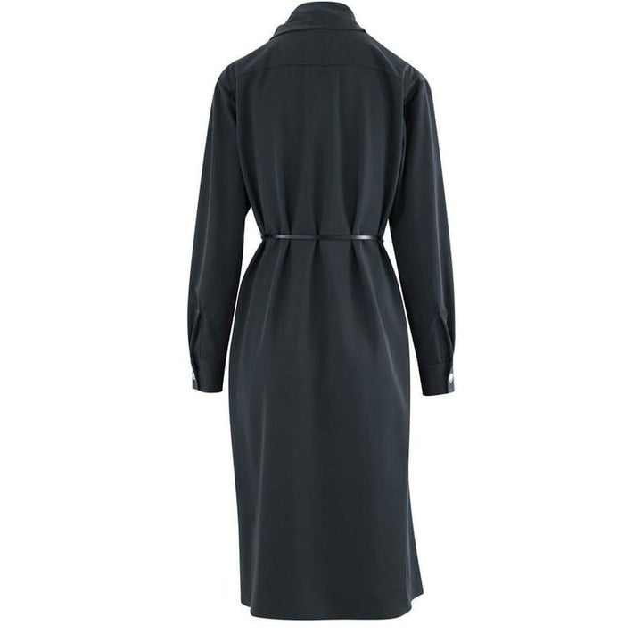 Draped Wool-Gabardine Liquid Midi Dress