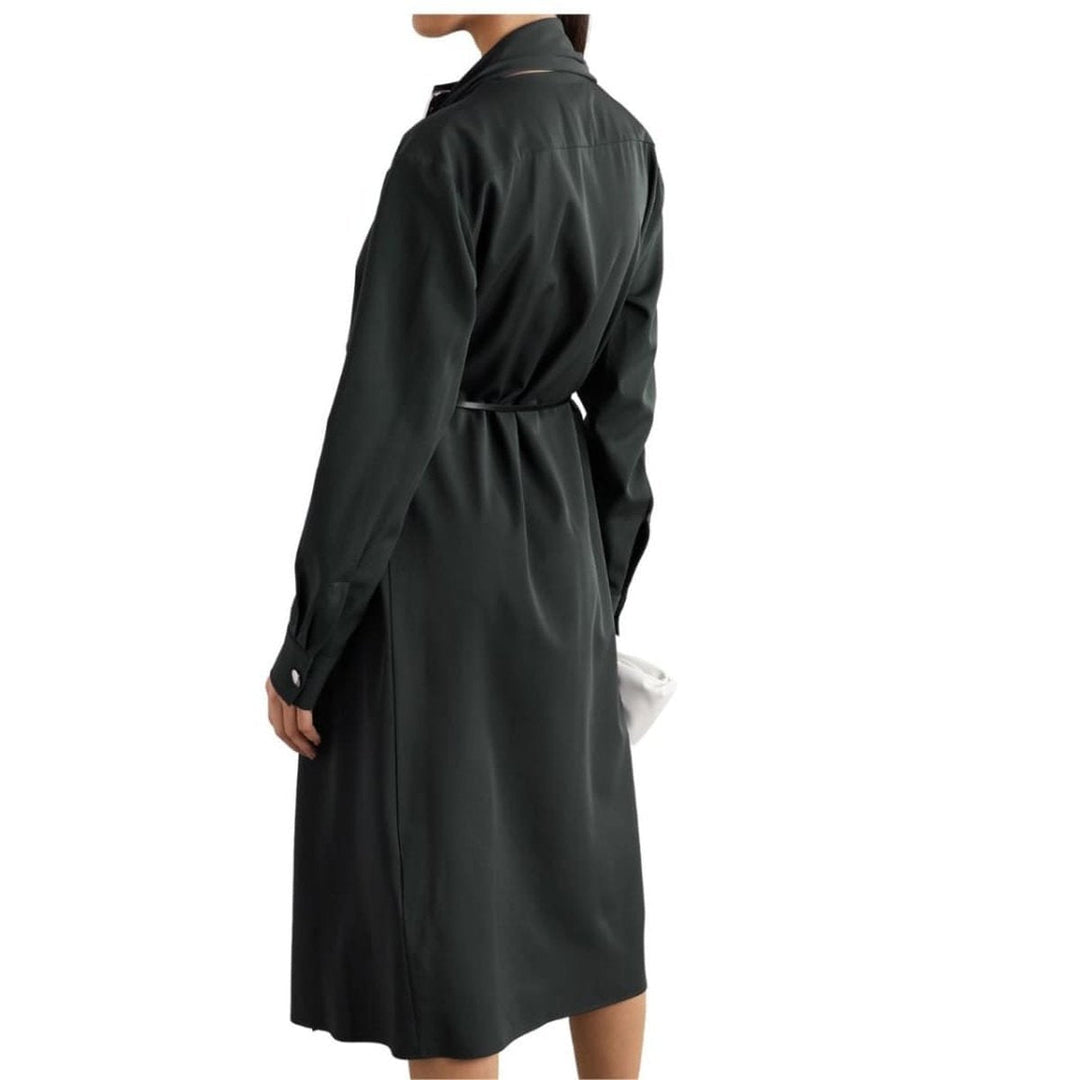 Draped Wool-Gabardine Liquid Midi Dress