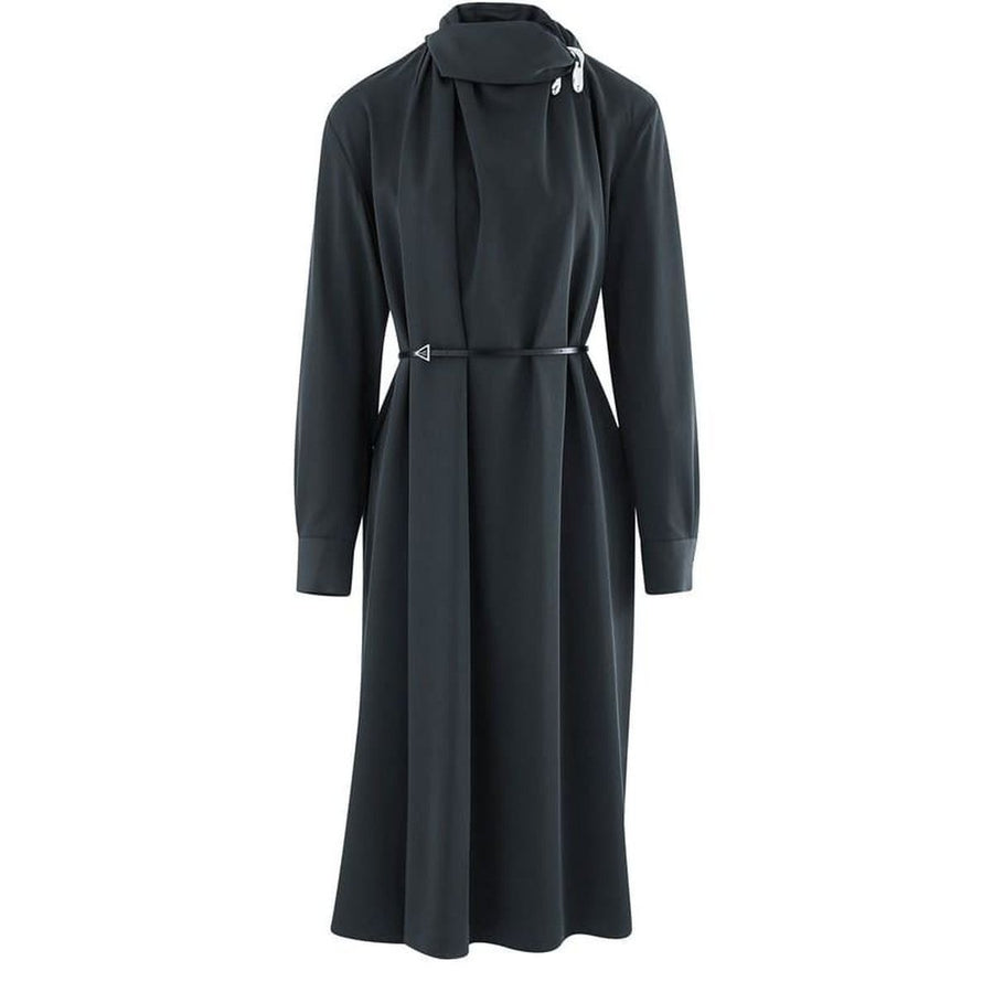 Bottega Veneta-Draped Wool-Gabardine Liquid Midi Dress - Runway Catalog