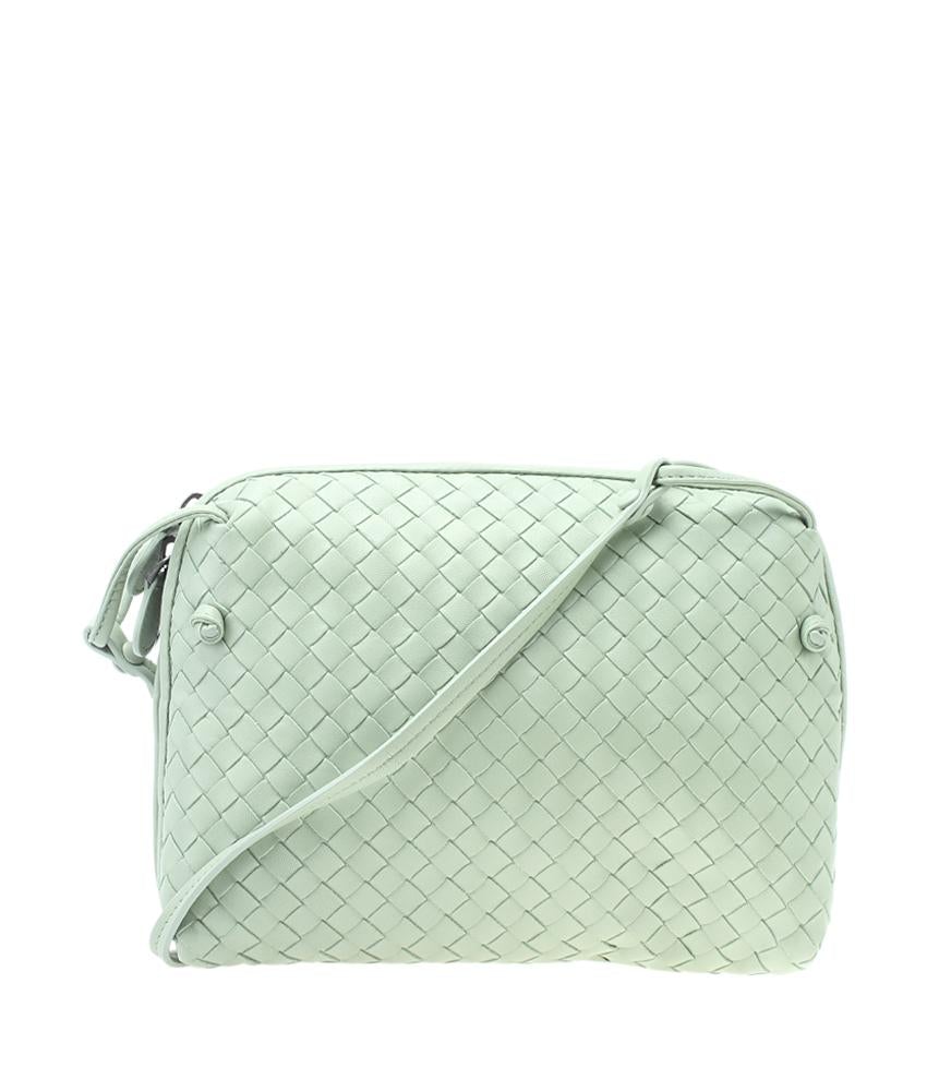Bottega Veneta Pillow Green Intrecciato Leather Crossbody Bag