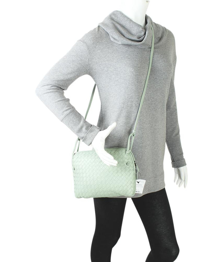 Bottega Veneta Pillow Green Intrecciato Leather Crossbody Bag