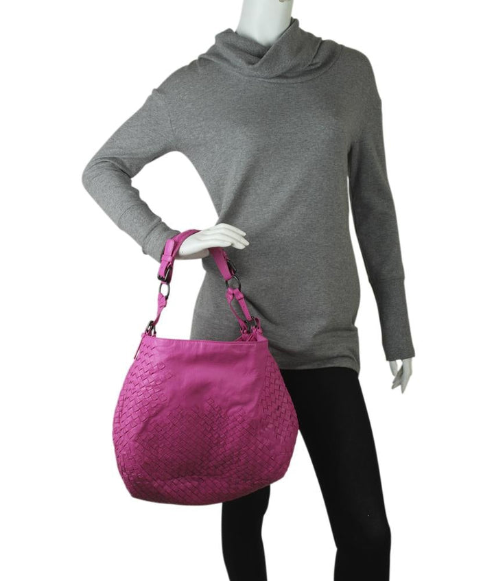 Bottega Veneta Pink Intrecciato Leather Hobo