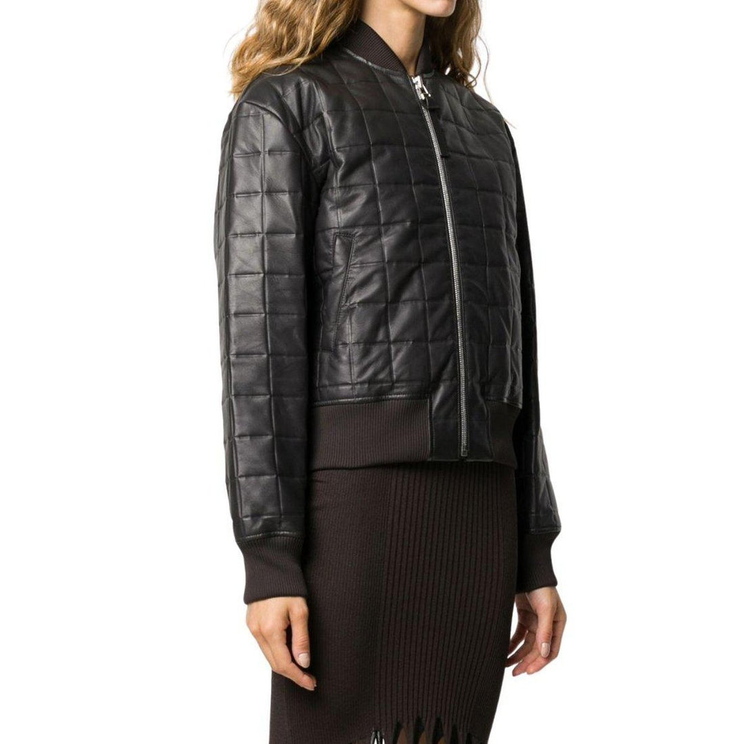 Quilted Leather Bomber Jacket