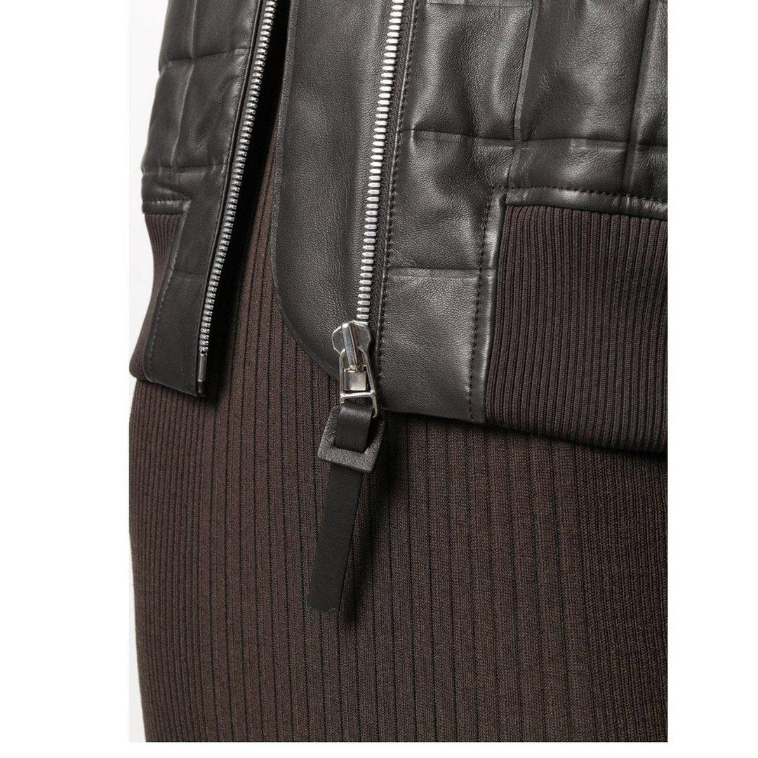 Quilted Leather Bomber Jacket