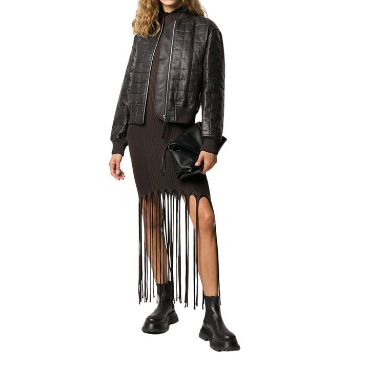 Quilted Leather Bomber Jacket