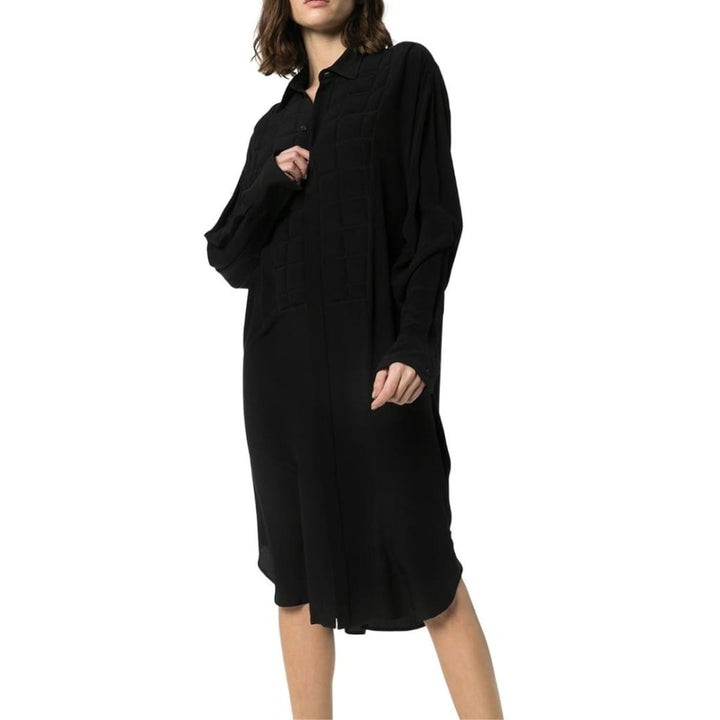 Quilted Silk Crepe de chine Shirt Dress