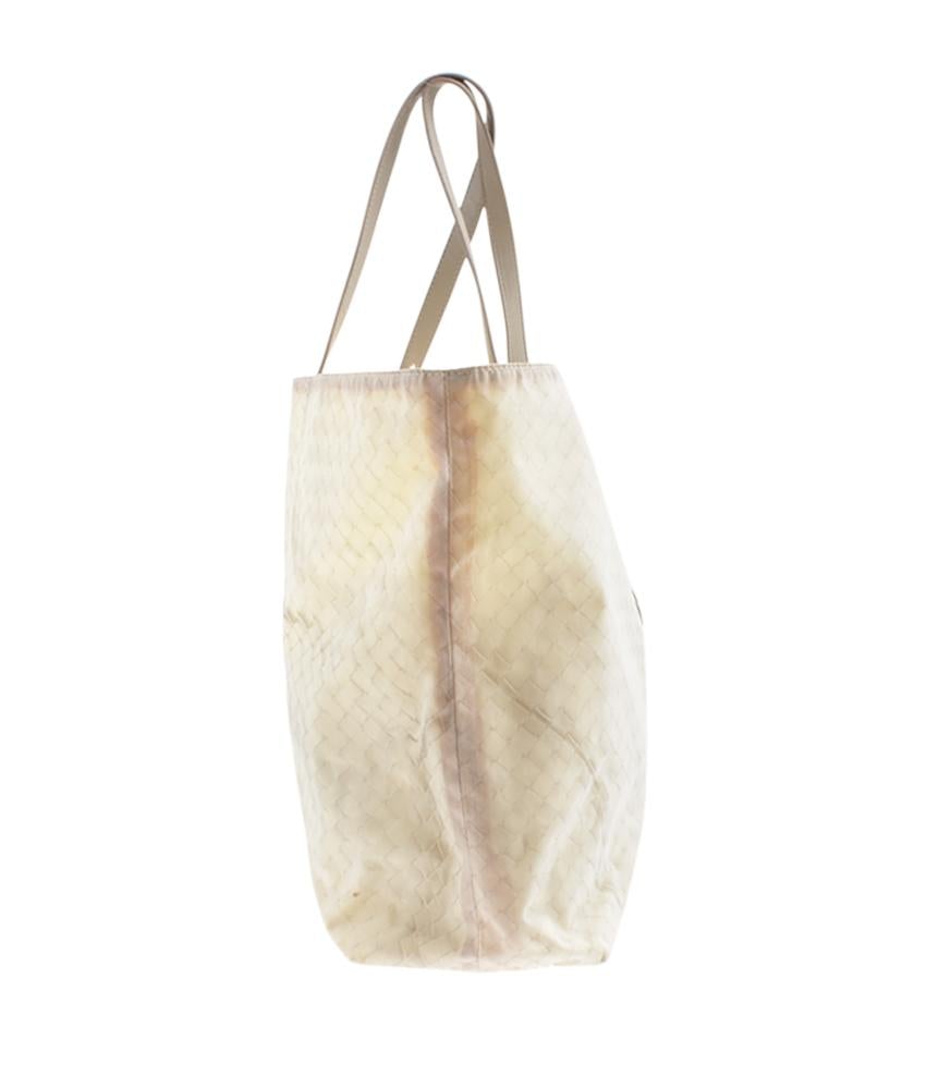 Bottega Veneta White Intrecciato Canvas Tote Bag