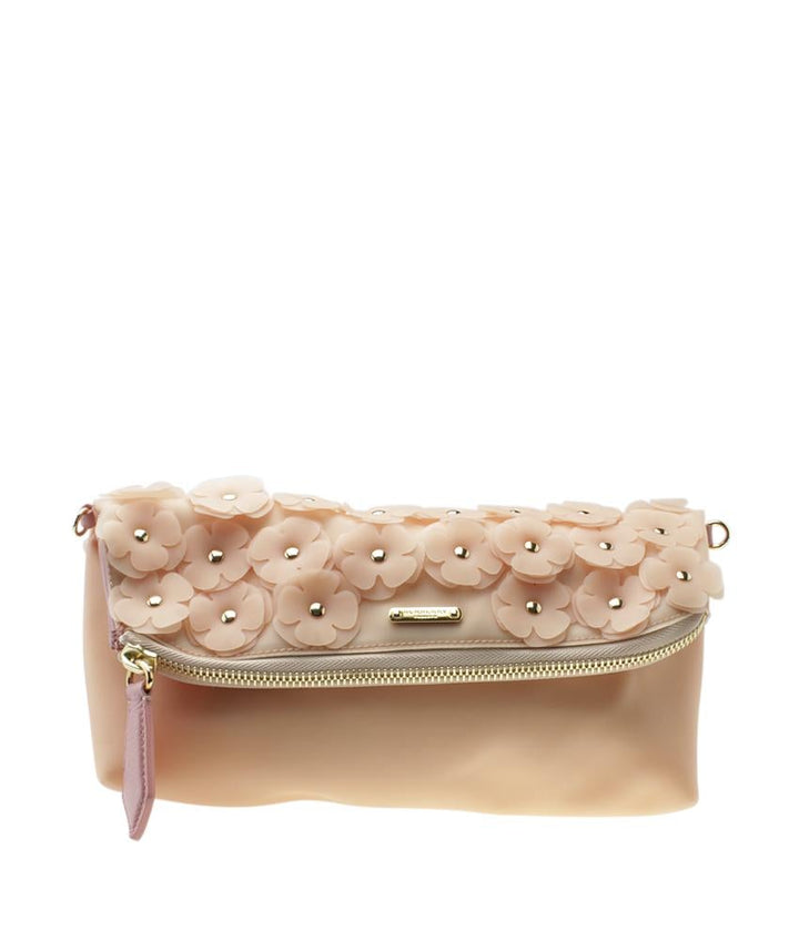 Burbe**y Petal Pink Floral Vinyl Clutch Shoulder Bag