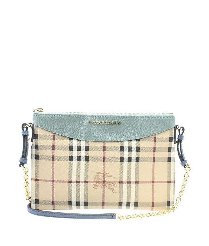 Burbe**y Peyton Blue Multi-Color Haymarket Check Canvas Crossbody Bag