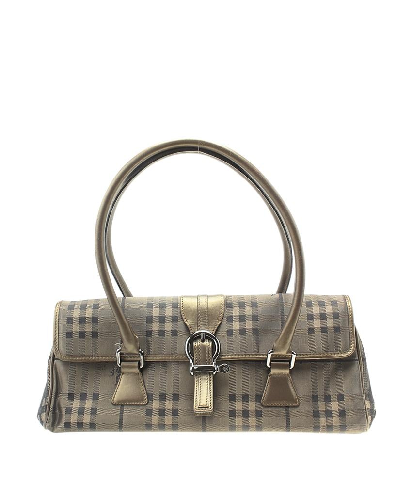 Burbe**y Vintage Haymarket & Bronze Leather Satchel Bag