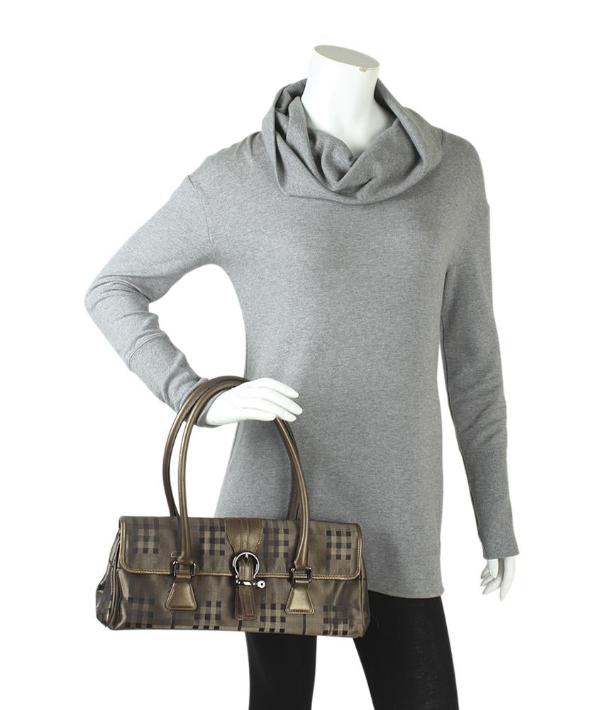 Burbe**y Vintage Haymarket & Bronze Leather Satchel Bag