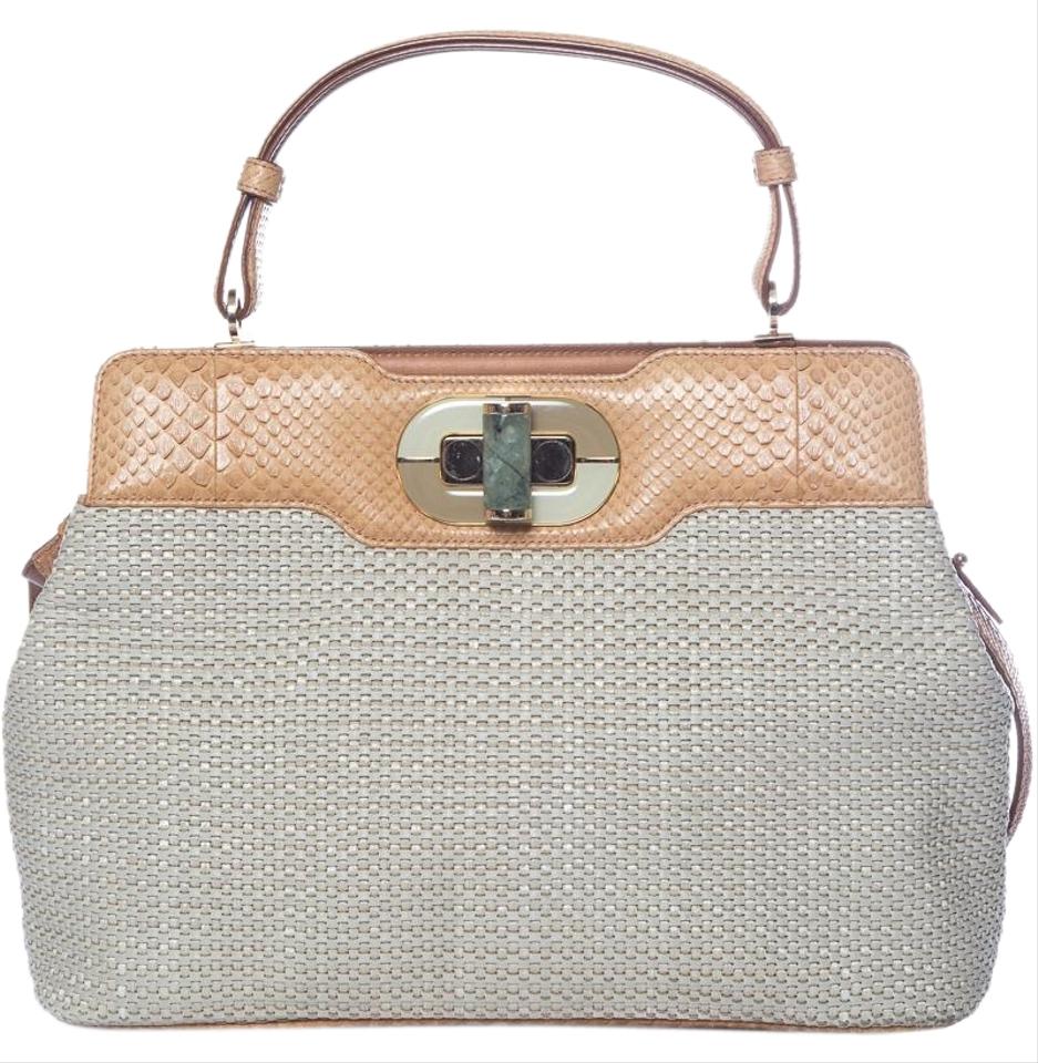 BVLGARI Snakeskin Isabella Rossellini Tan Tote