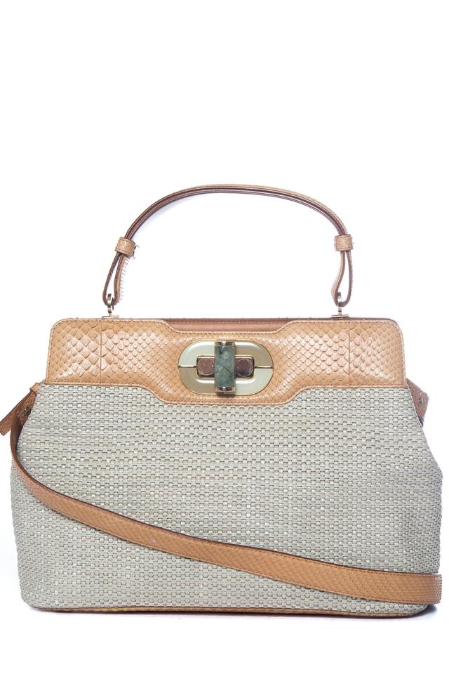 BVLGARI Snakeskin Isabella Rossellini Tan Tote