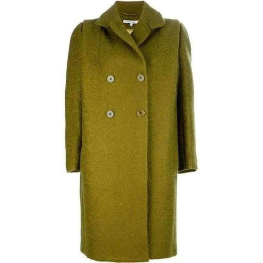 Carven-Carven Lime Green Mohair Double Breasted Oversized Pea Coat - Runway Catalog