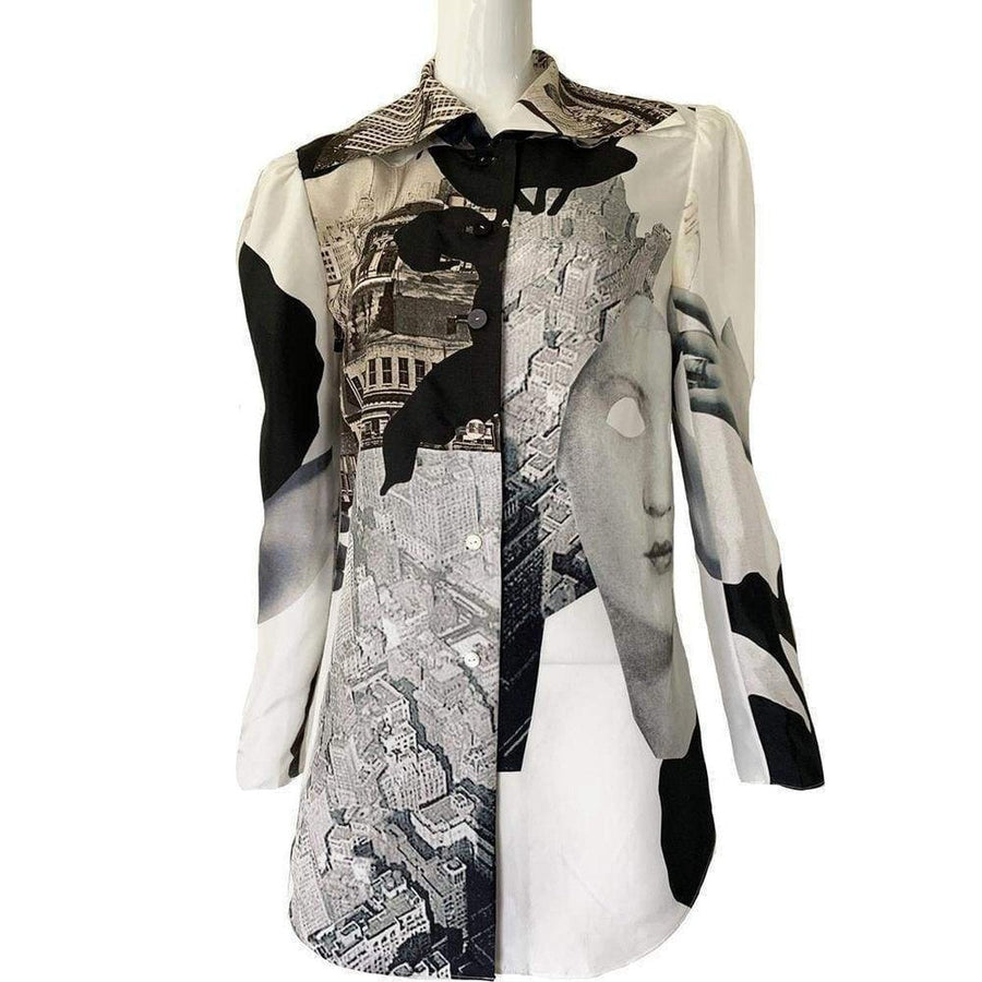 Carven-Carven Printed Silk Habotai Shirt - Runway Catalog