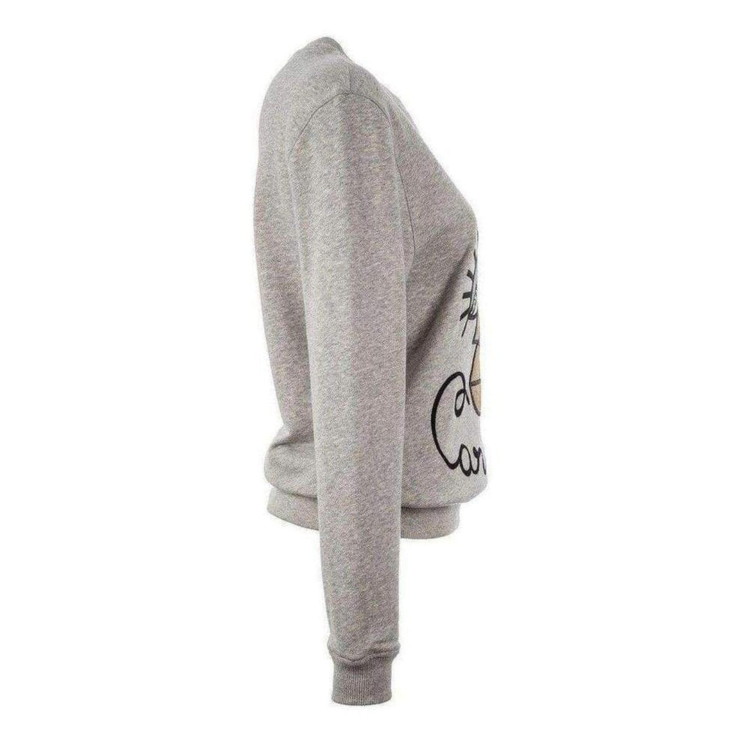 Woven Gray Cotton Embroidered Face Sweatshirt