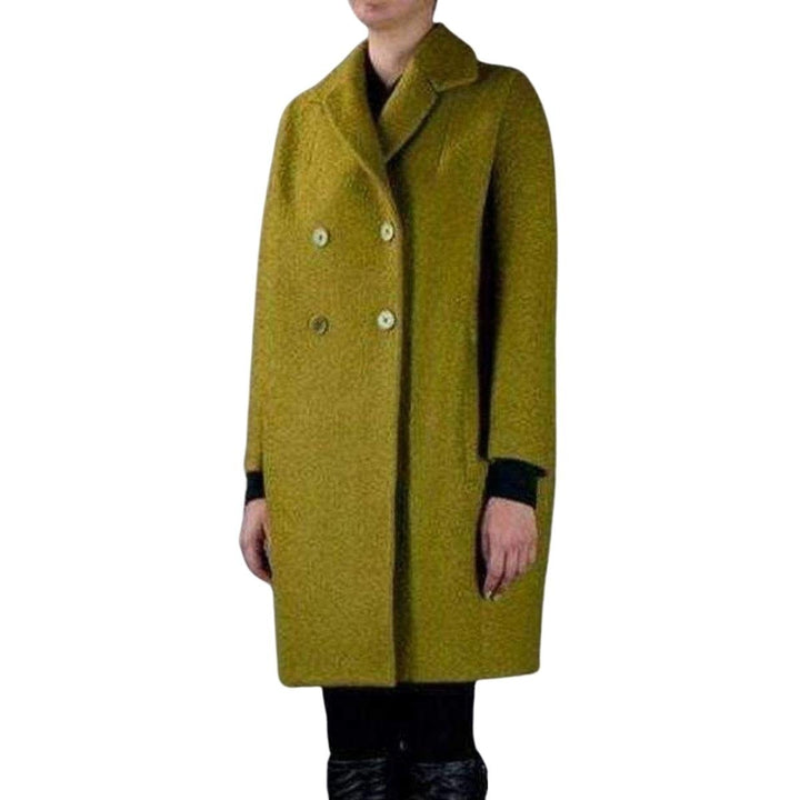 Green Mohair Double Breasted Oversized Pea Coat