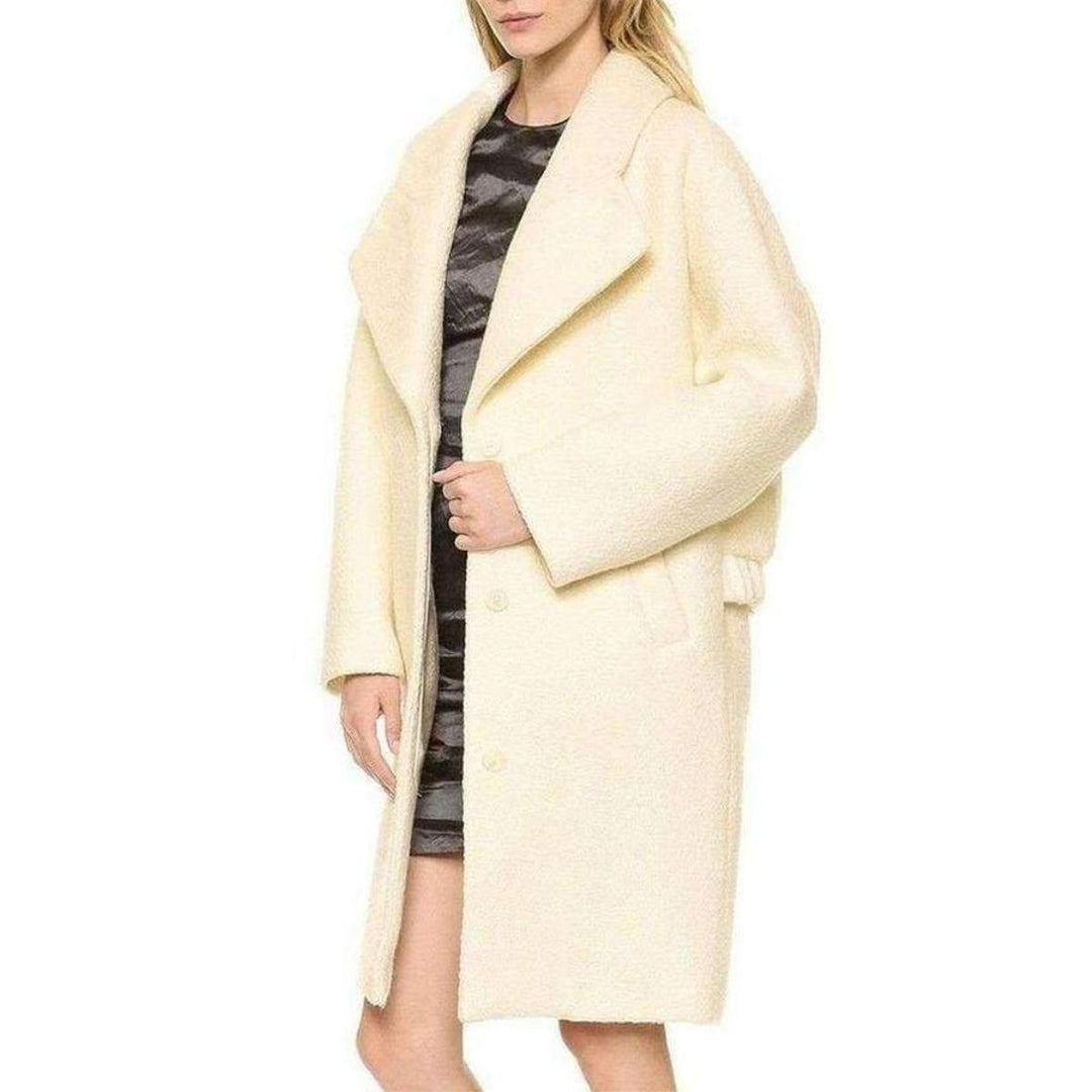 White Oversized Curly Coat