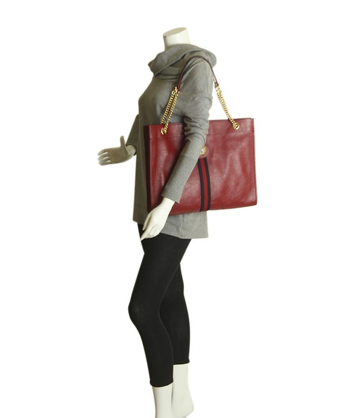 G*G 537219 Large Linea Rajah Red Leather Tote Bag