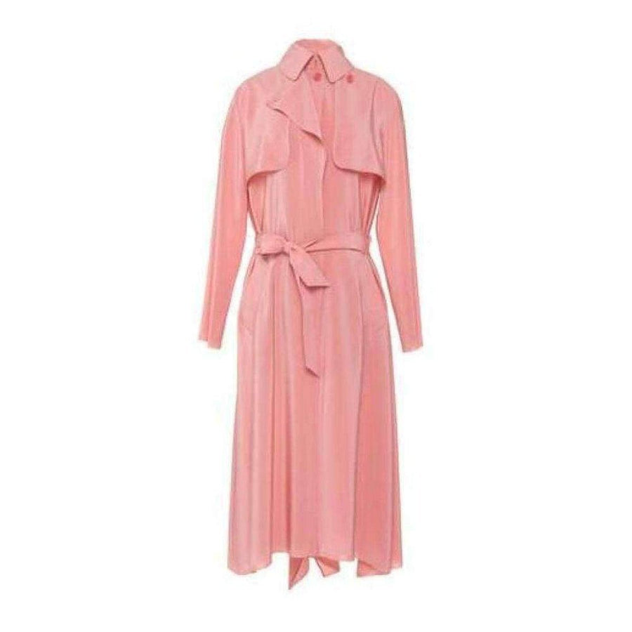 Cédric Charlier-Cedric Charlier Pink Silk Georgette Trench Coat - Runway Catalog