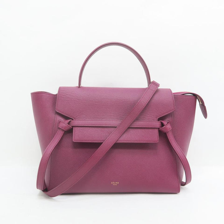 Céline Belt Bag Mini Satchel Burgundy Calfskin Leather Tote