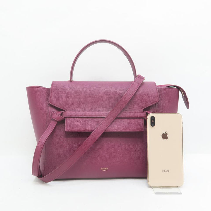 Céline Belt Bag Mini Satchel Burgundy Calfskin Leather Tote