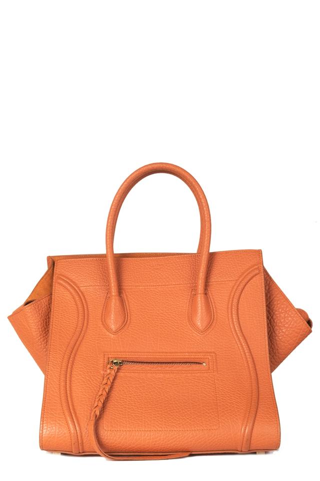 Céline Cabas Phantom Luggage Medium Tote Orange Calfskin Leather Shoulder Bag