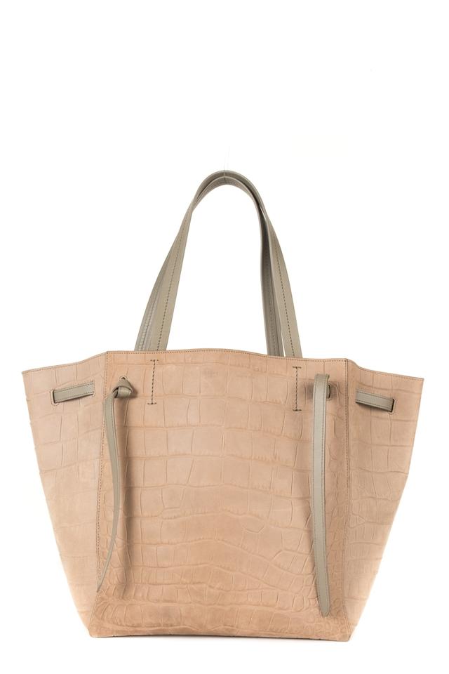 Céline Cabas Phantom Stamped Taupe Leather Tote