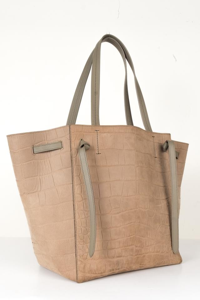Céline Cabas Phantom Stamped Taupe Leather Tote