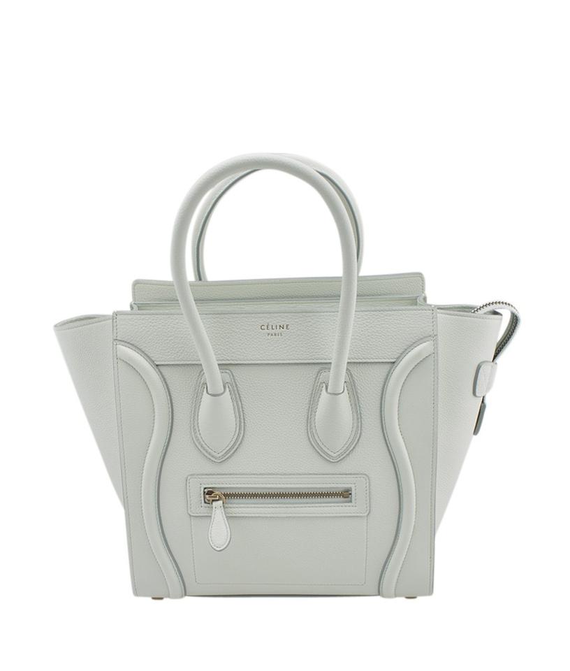 Céline Jade Drummed Calfskin Blue Leather Tote