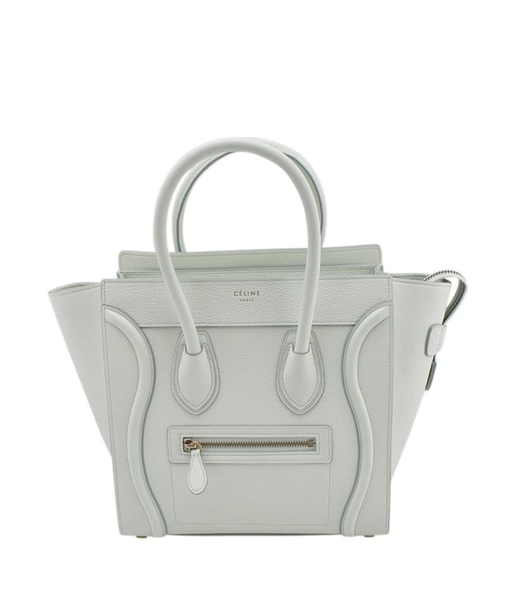 Céline Jade Drummed Calfskin Blue Leather Tote