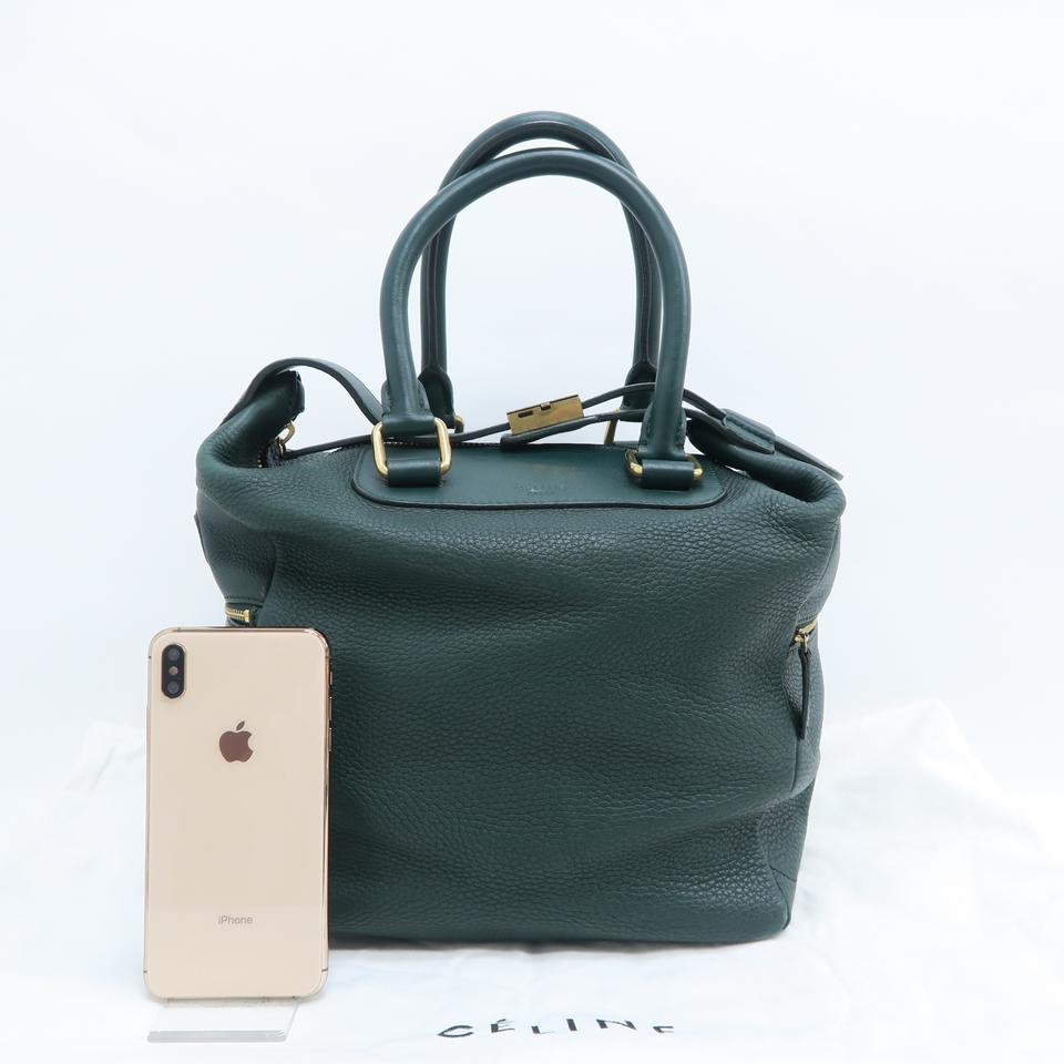 Céline Leather Green Calfskin Tote