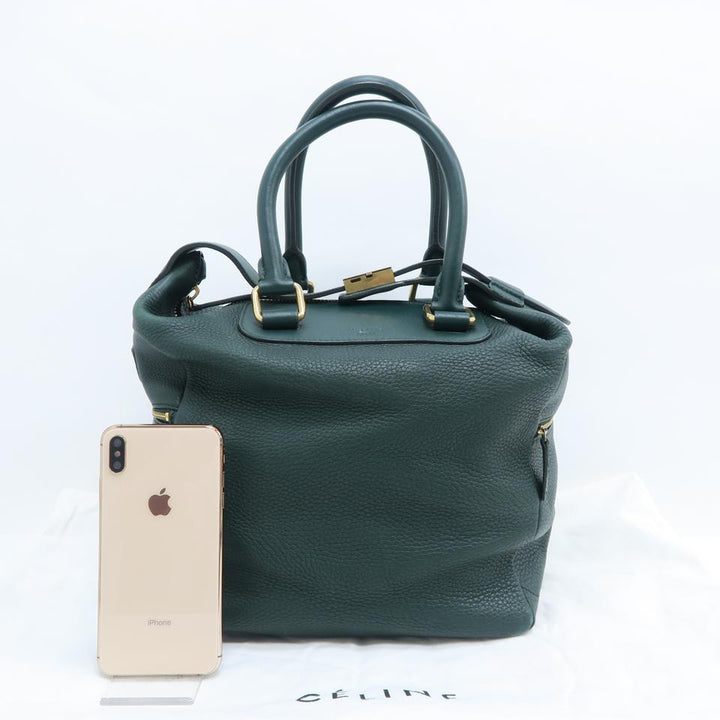 Céline Leather Green Calfskin Tote