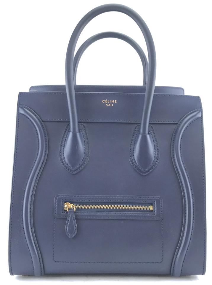 Céline Luggage Classic Mini Calfskin Tote Shopper Blue Leather Satchel