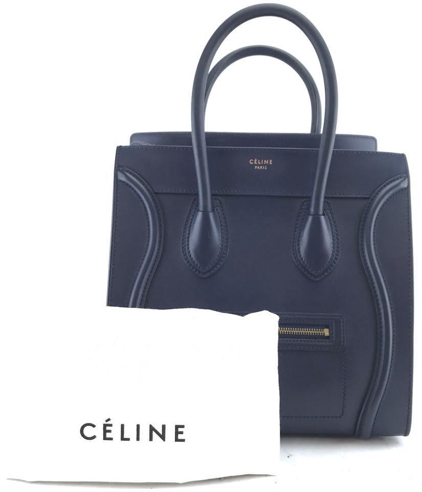 Céline Luggage Classic Mini Calfskin Tote Shopper Blue Leather Satchel