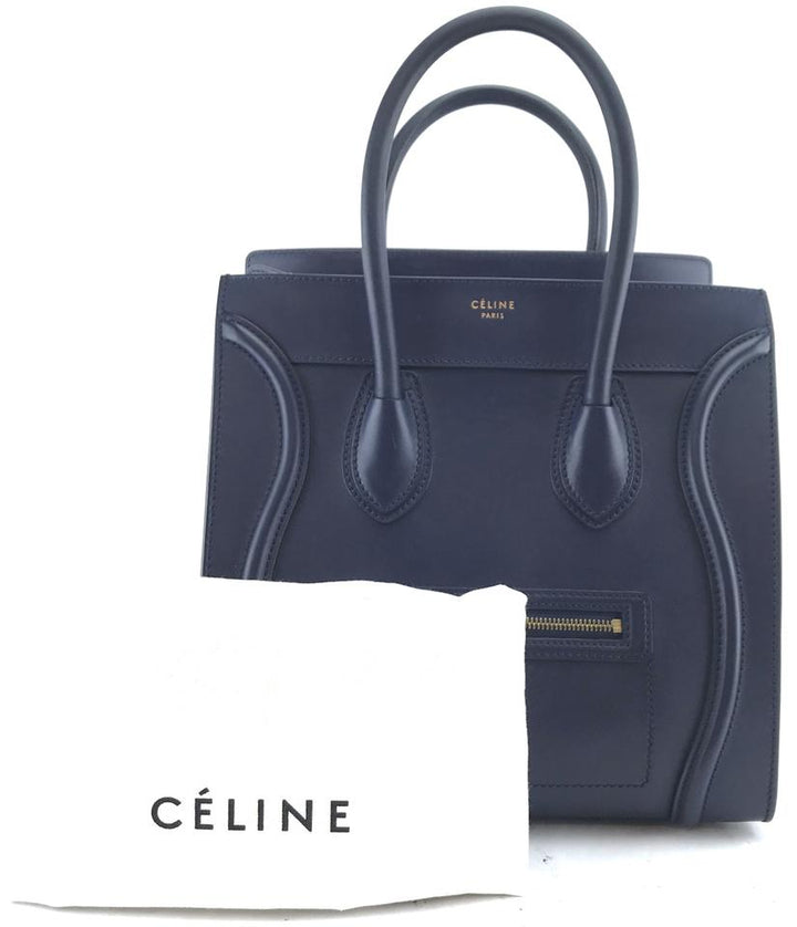 Céline Luggage Classic Mini Calfskin Tote Shopper Blue Leather Satchel