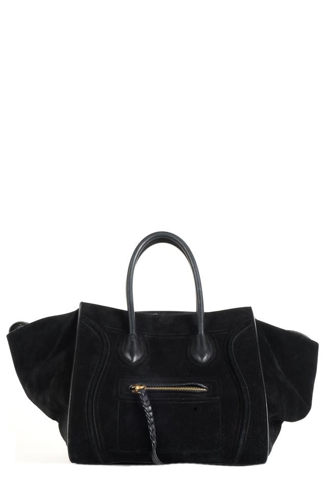 Céline Luggage Cabas Phantom Black Suede Tote