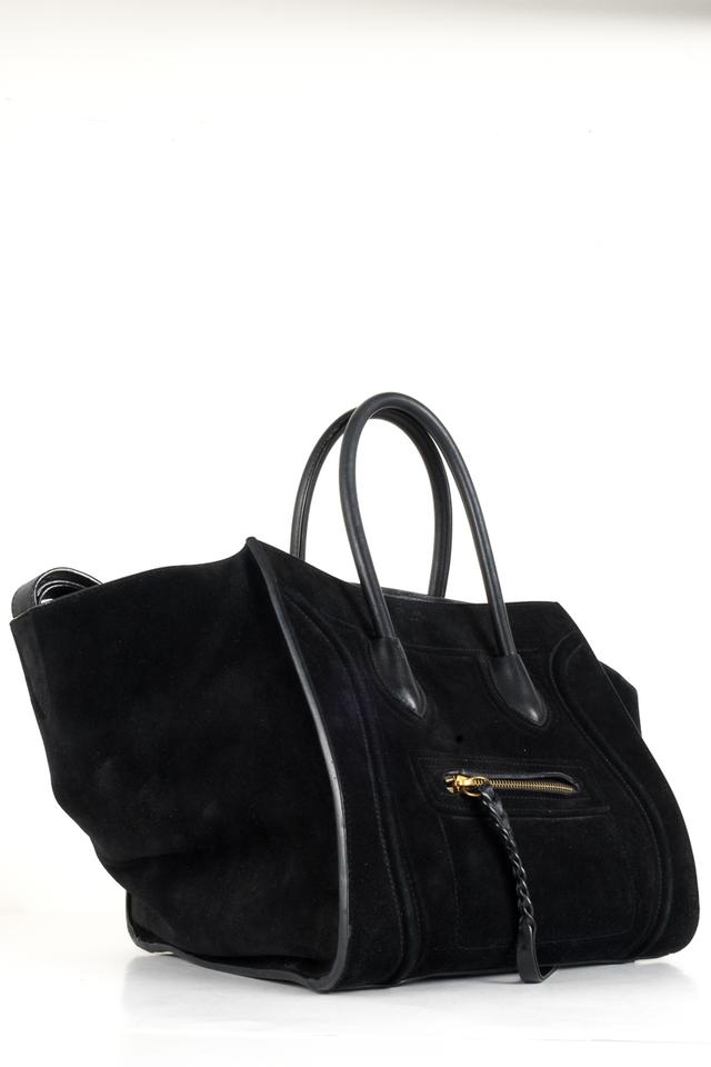 Céline Luggage Cabas Phantom Black Suede Tote