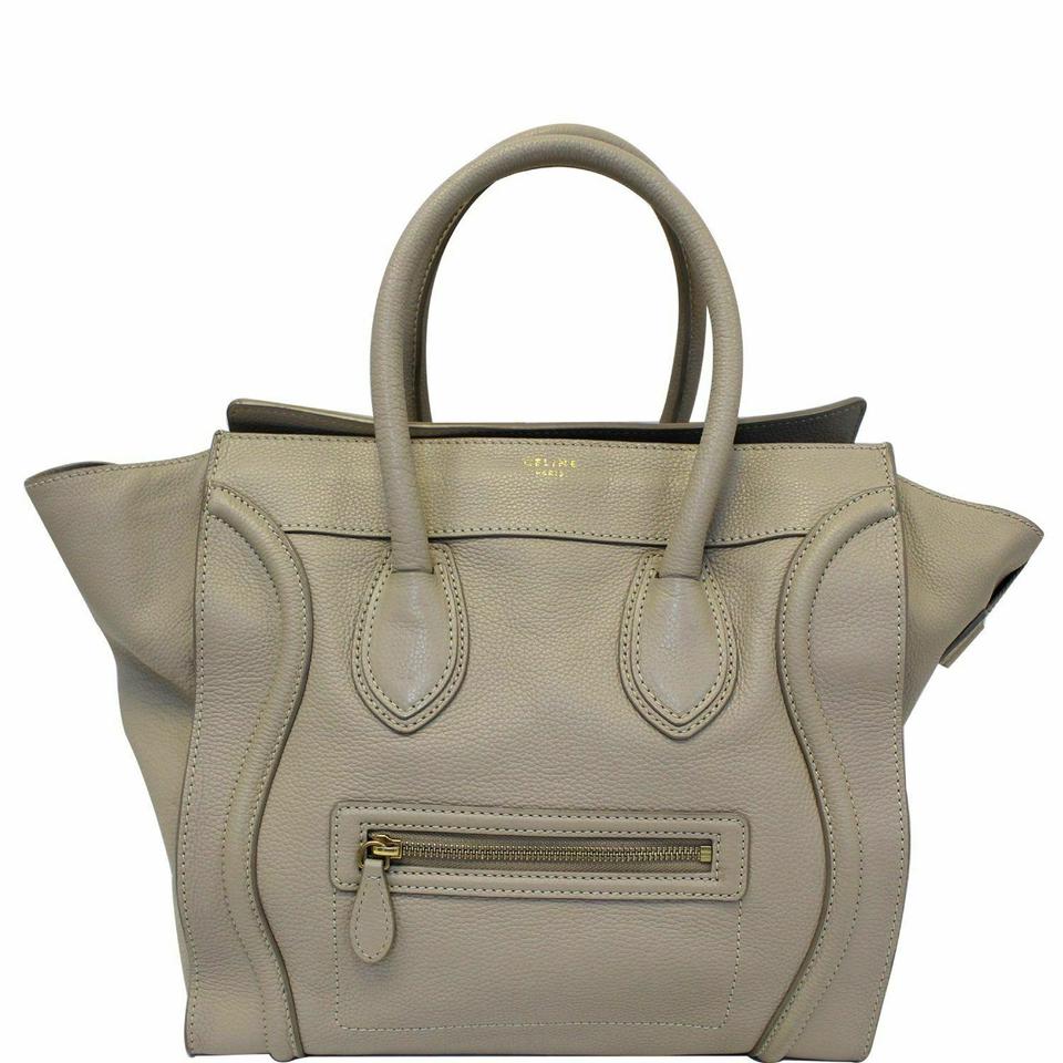 Céline Bag Luggage Drummed Calfskin Leather Mini Dune Tote