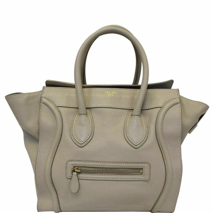 Céline Bag Luggage Drummed Calfskin Leather Mini Dune Tote
