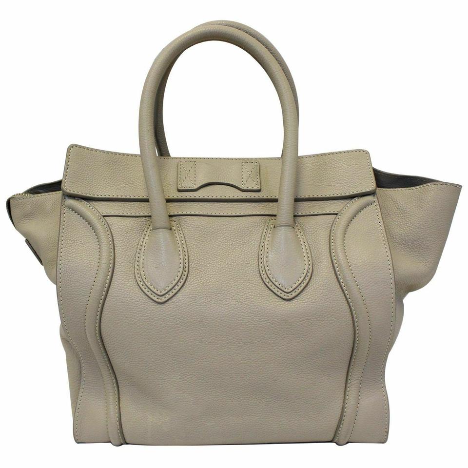 Céline Bag Luggage Drummed Calfskin Leather Mini Dune Tote