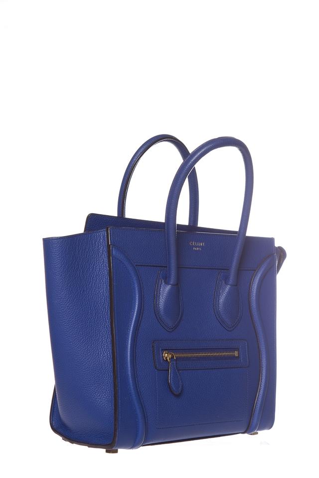 Céline Luggage Micro Blue Leather Tote