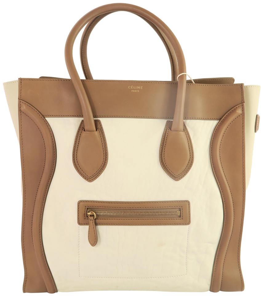 Céline Luggage Mini Bisque Calfskin Leather Tote