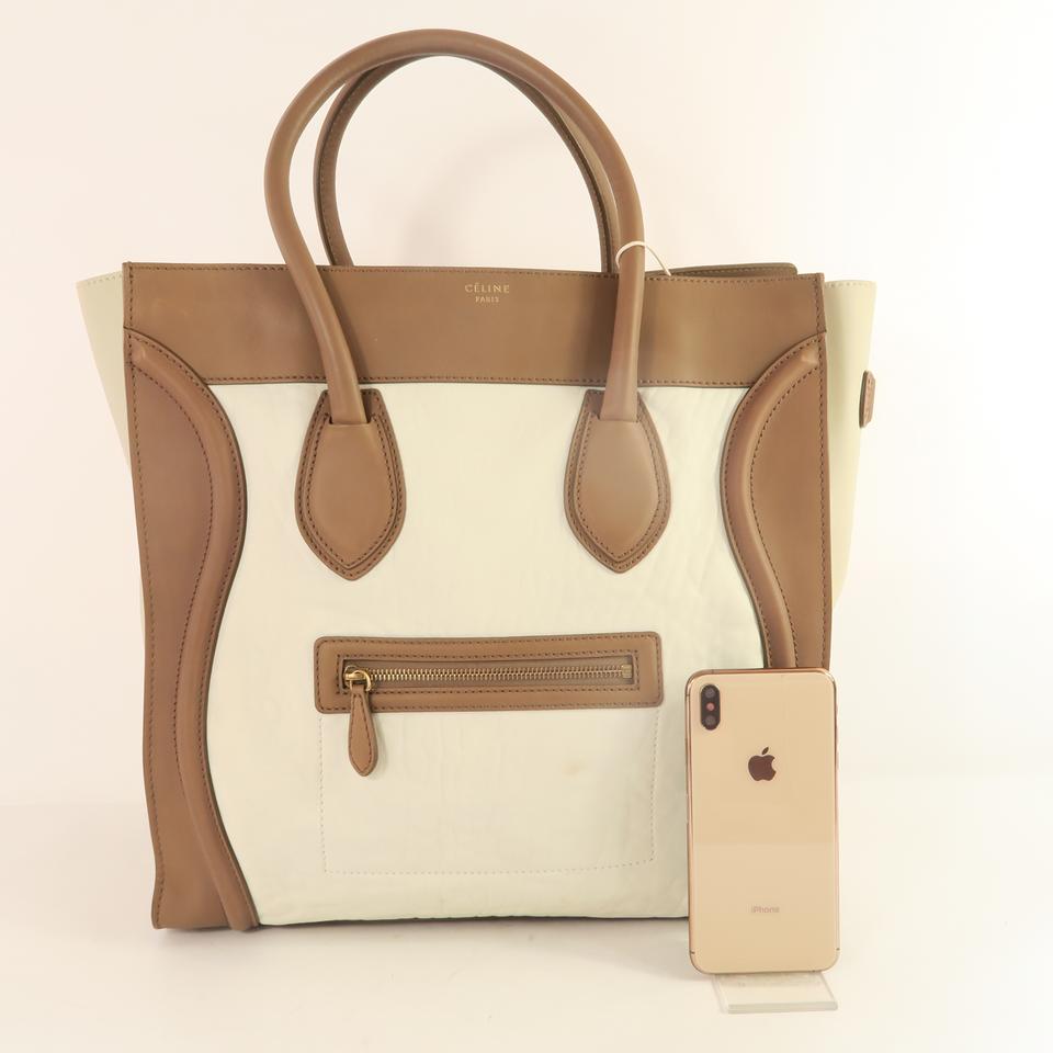Céline Luggage Mini Bisque Calfskin Leather Tote