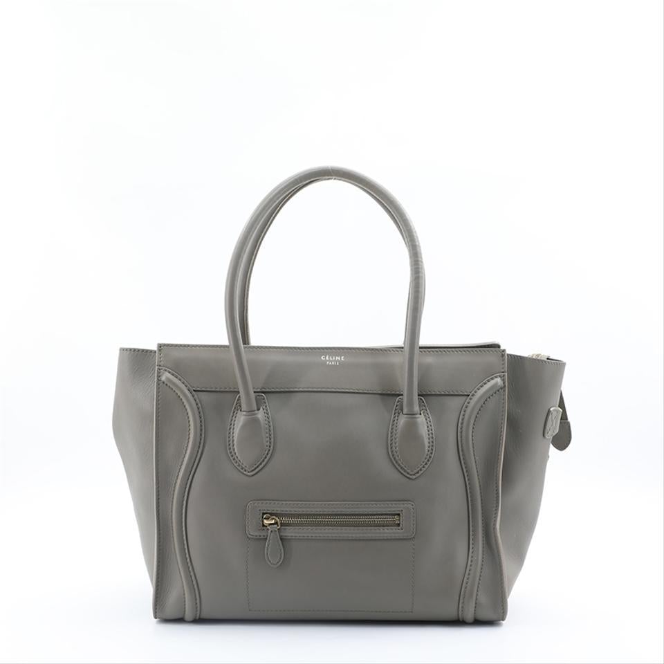 Céline Luggage Mini Grey Calfskin Leather Tote